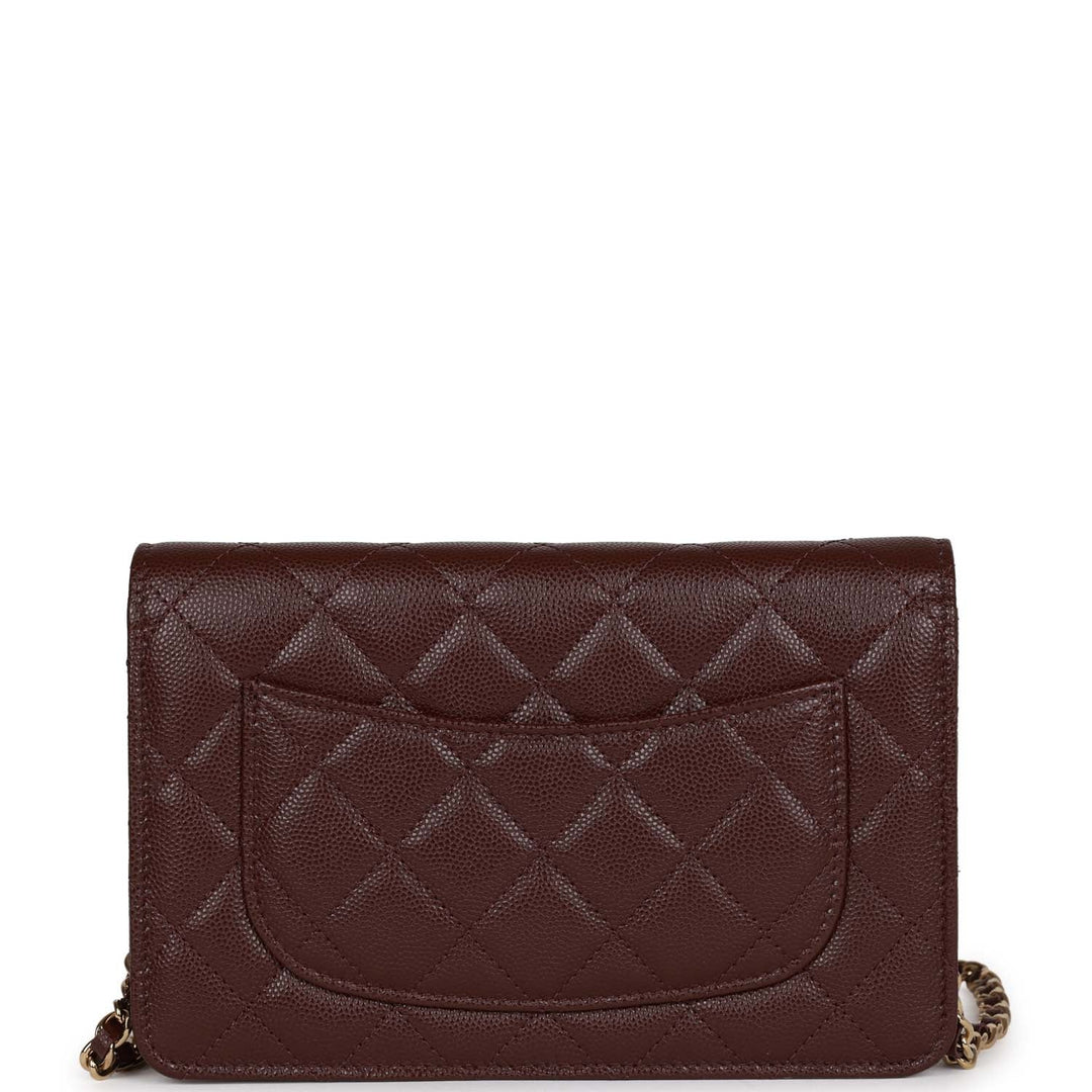 Top Quality Chanel Wallet on Chain WOC Burgundy Caviar Light Gold Hardware