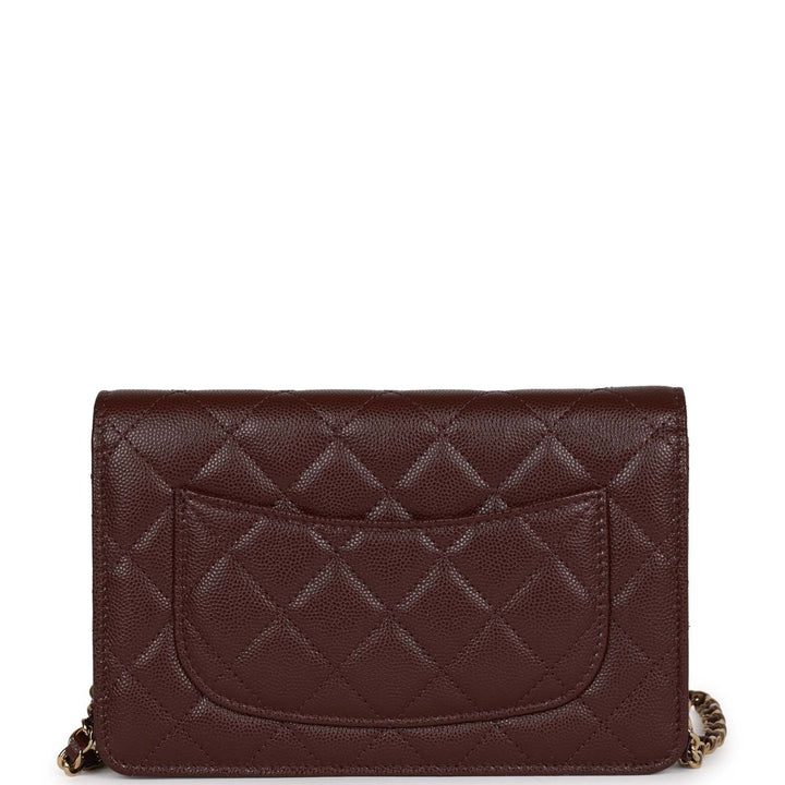 Top Quality Chanel Wallet on Chain WOC Burgundy Caviar Light Gold Hardware