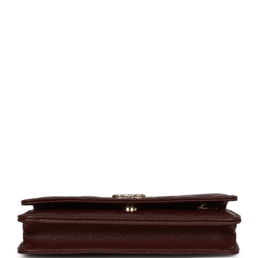 Top Quality Chanel Wallet on Chain WOC Burgundy Caviar Light Gold Hardware
