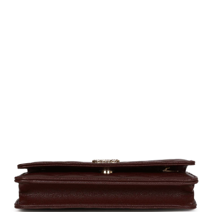 Top Quality Chanel Wallet on Chain WOC Burgundy Caviar Light Gold Hardware