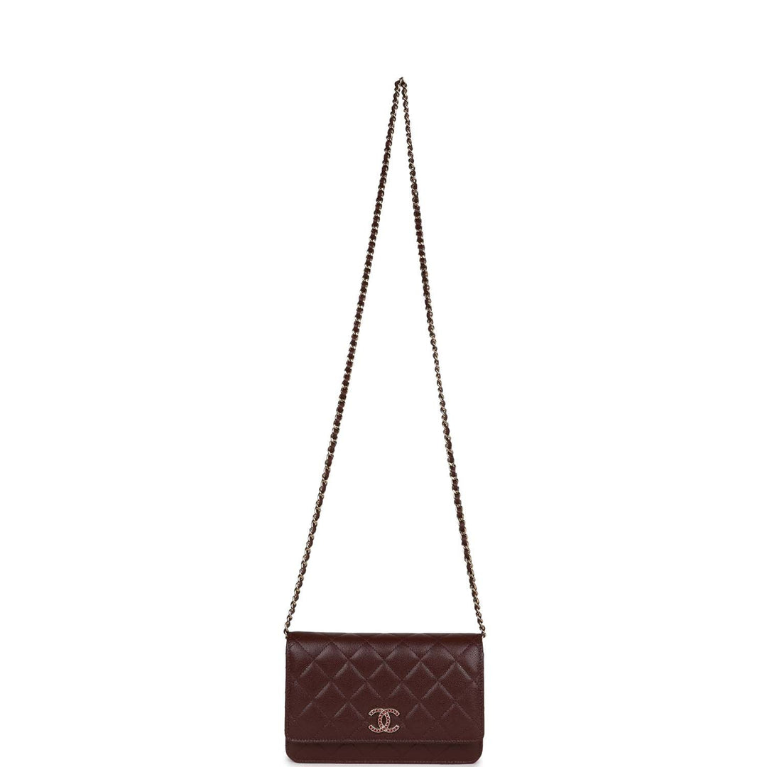Top Quality Chanel Wallet on Chain WOC Burgundy Caviar Light Gold Hardware