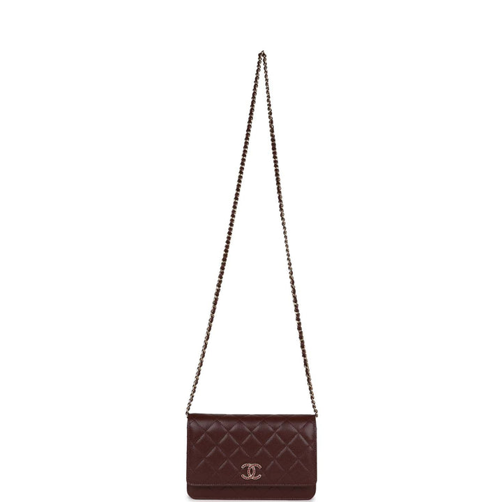 Top Quality Chanel Wallet on Chain WOC Burgundy Caviar Light Gold Hardware