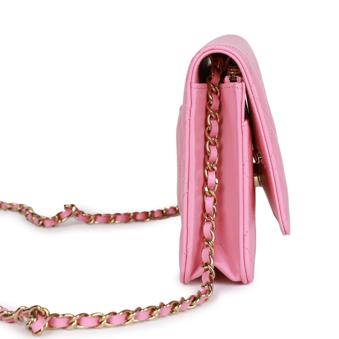 Top Quality Chanel Wallet On Chain WOC Pink Lambskin Gold Hardware