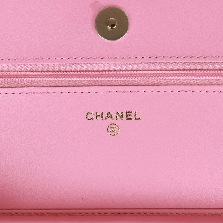 Top Quality Chanel Wallet On Chain WOC Pink Lambskin Gold Hardware