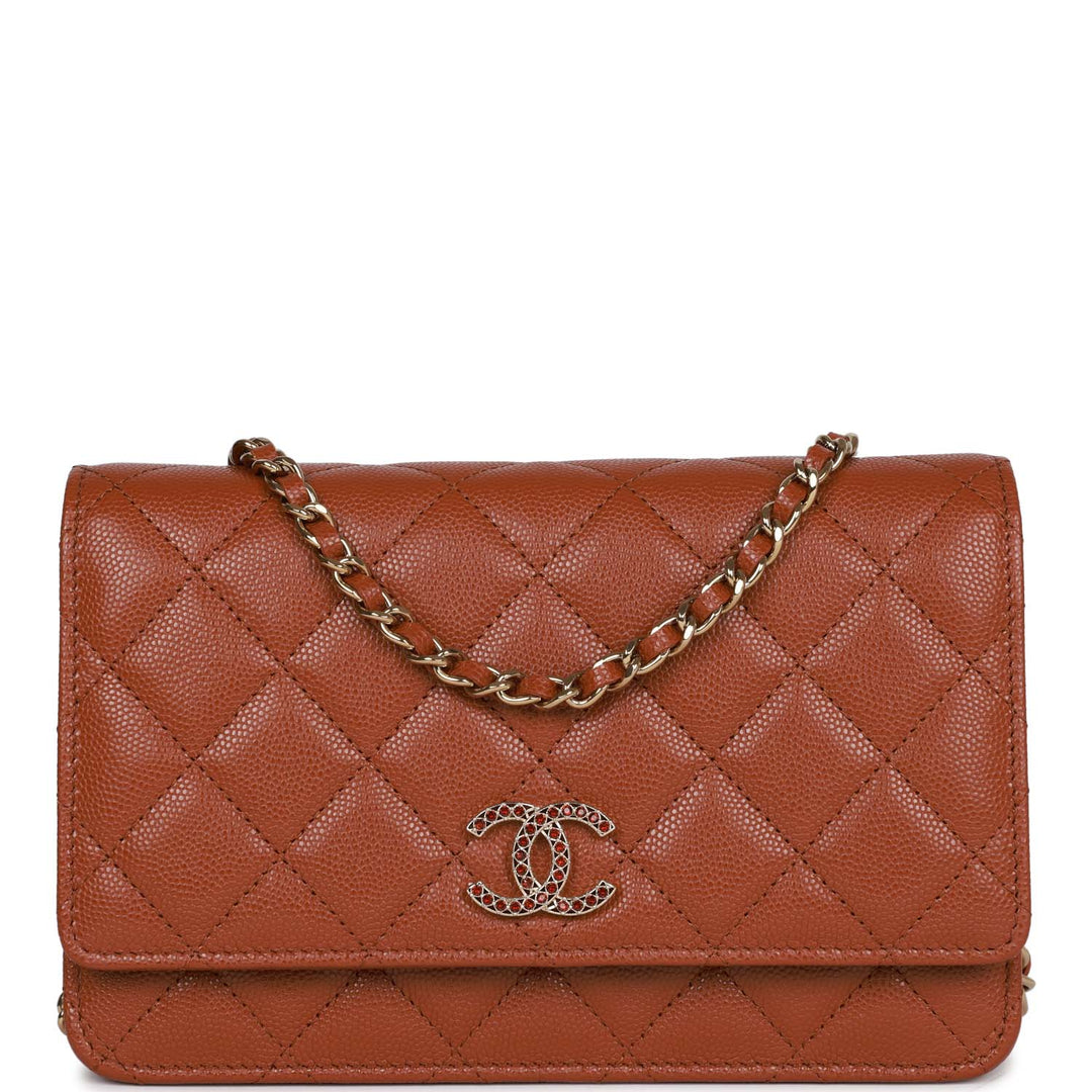 Top Quality Chanel Wallet on Chain WOC Brown Caviar Gold Hardware