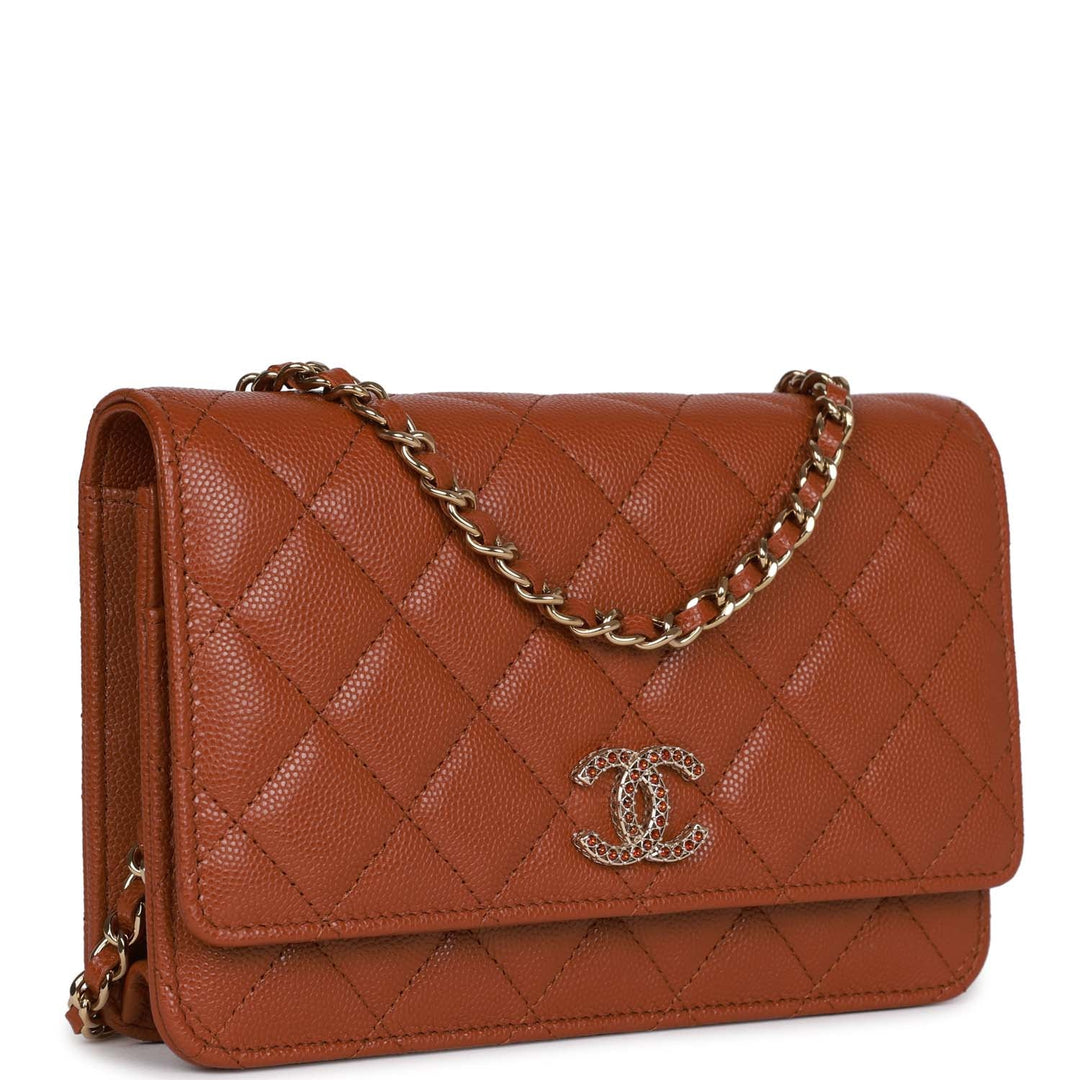 Top Quality Chanel Wallet on Chain WOC Brown Caviar Gold Hardware