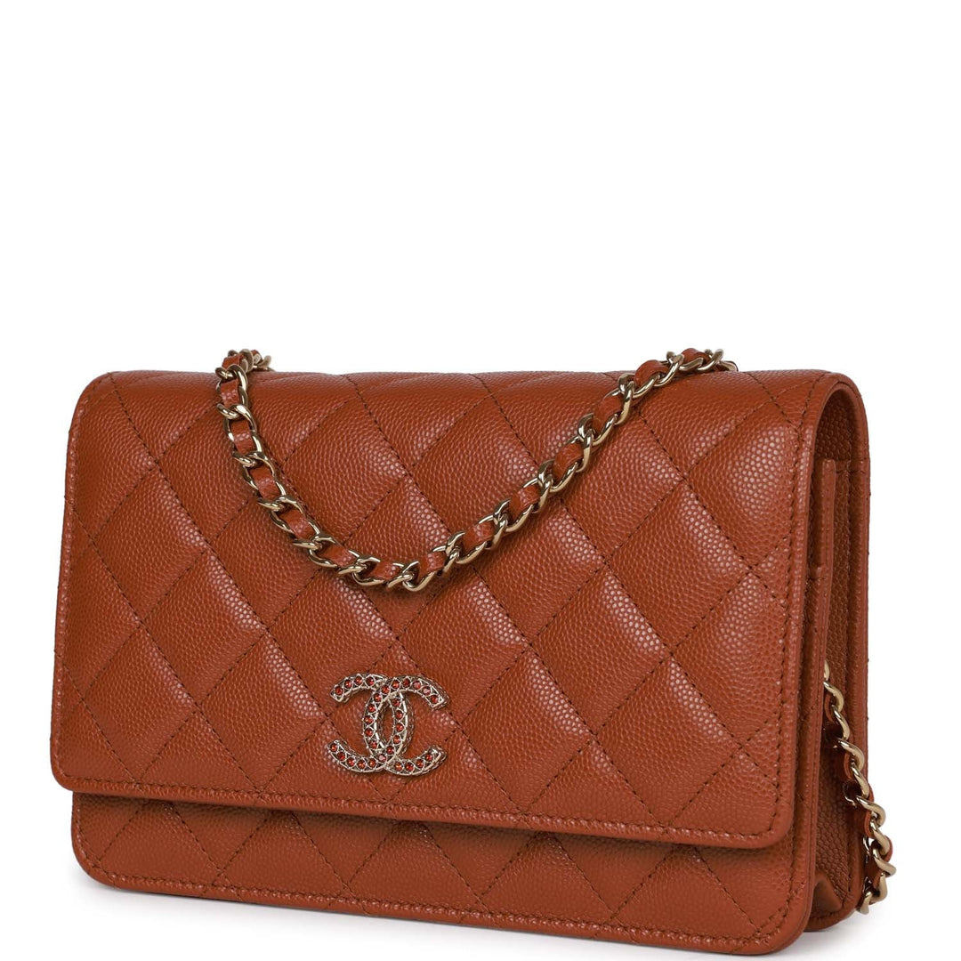 Top Quality Chanel Wallet on Chain WOC Brown Caviar Gold Hardware
