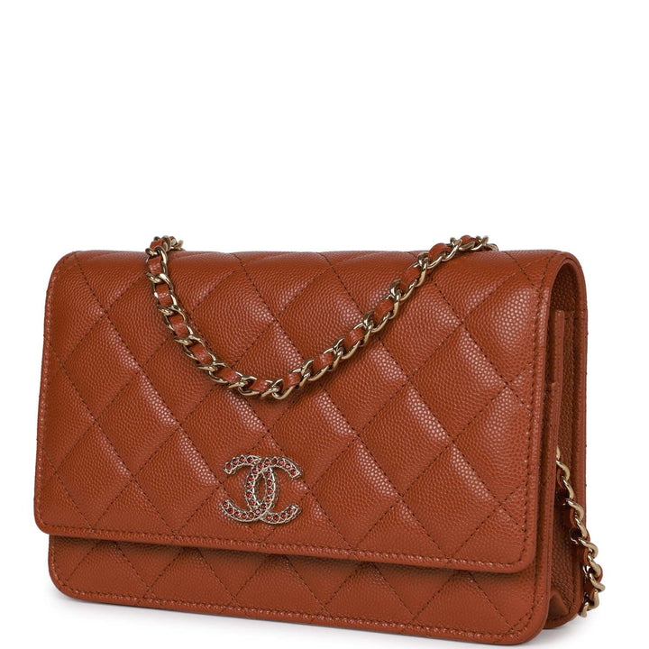 Top Quality Chanel Wallet on Chain WOC Brown Caviar Gold Hardware
