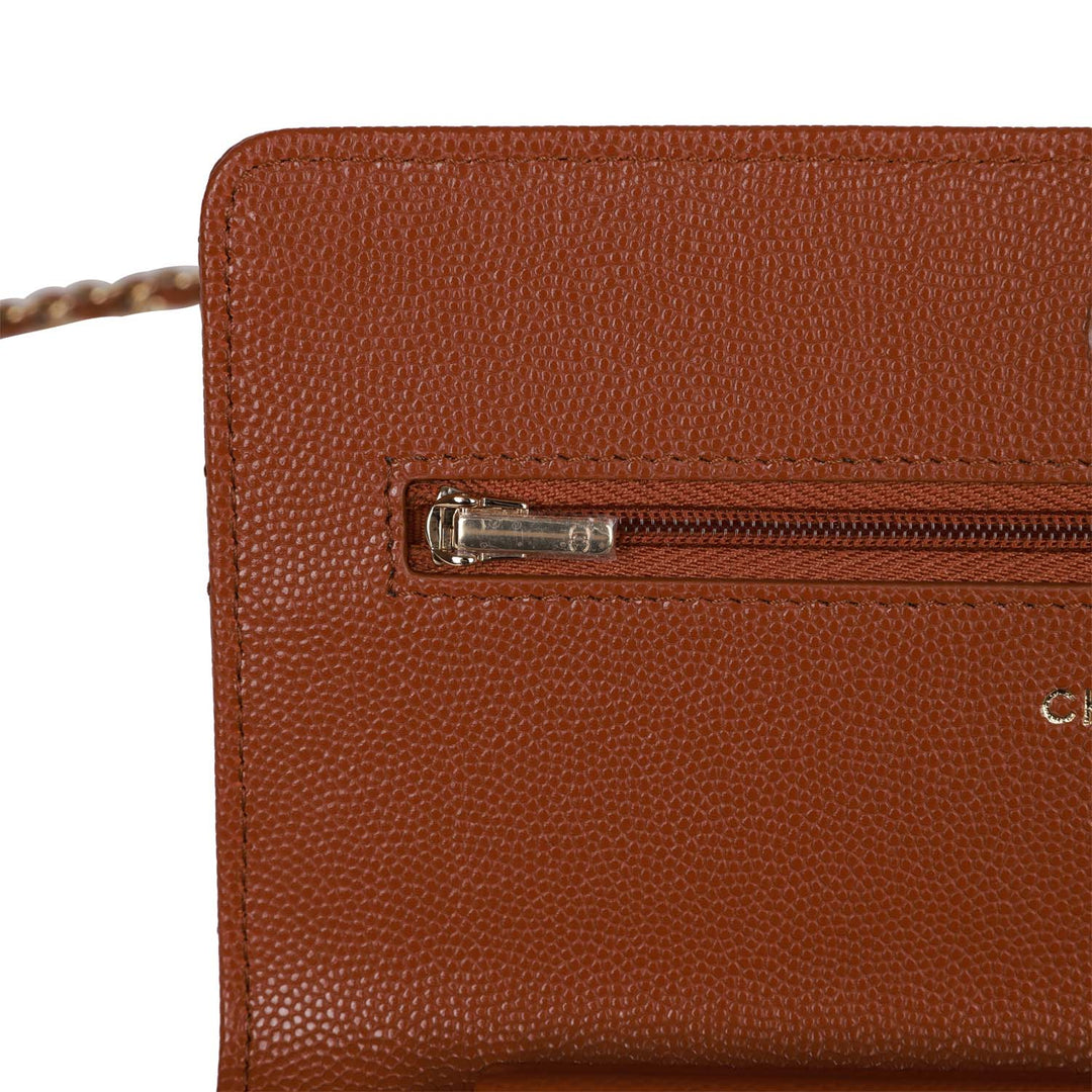 Top Quality Chanel Wallet on Chain WOC Brown Caviar Gold Hardware