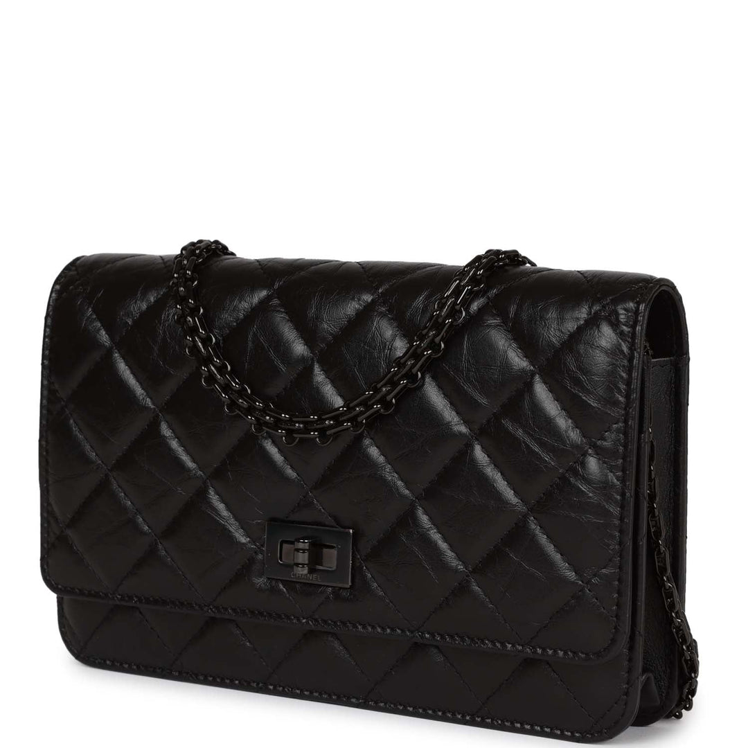 Chanel Reissue Wallet On Chain WOC So Black Aged Calfskin Black Hardware