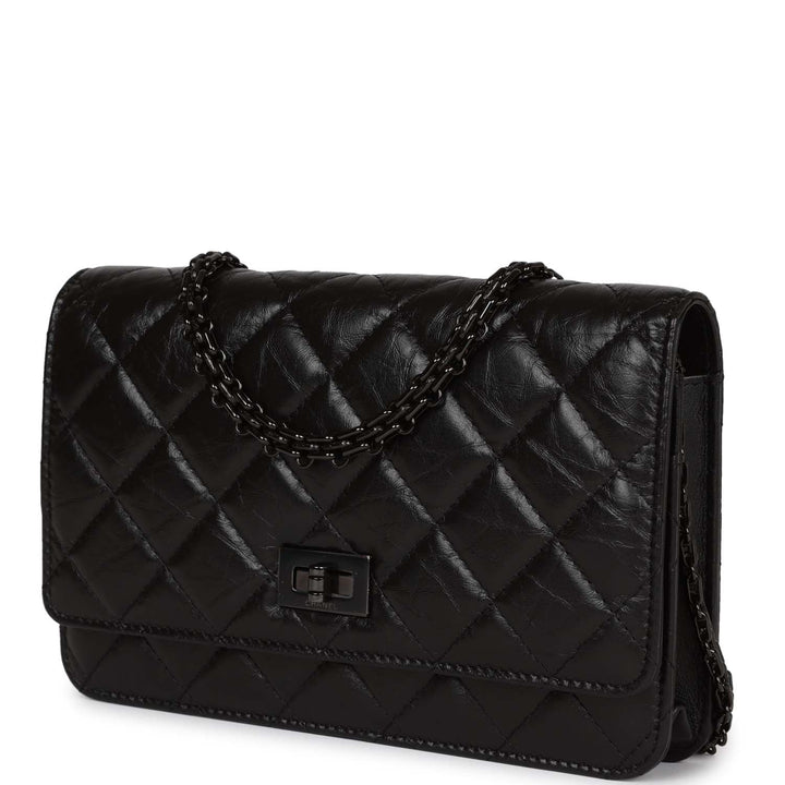 Chanel Reissue Wallet On Chain WOC So Black Aged Calfskin Black Hardware