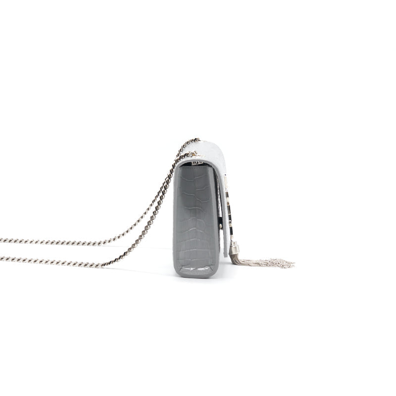 Saint Laurent Kate Small With Tassel Grey SHW