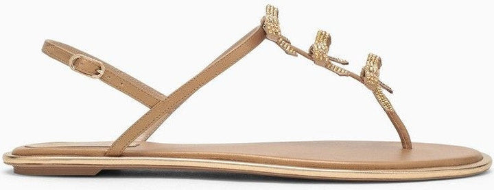 GOLDEN LEATHER SANDAL WITH BOWS