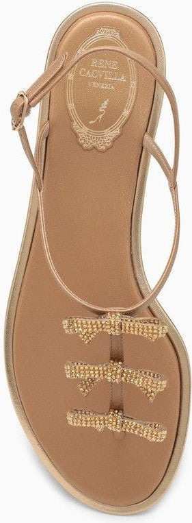 GOLDEN LEATHER SANDAL WITH BOWS