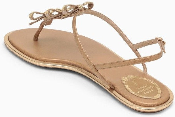 GOLDEN LEATHER SANDAL WITH BOWS