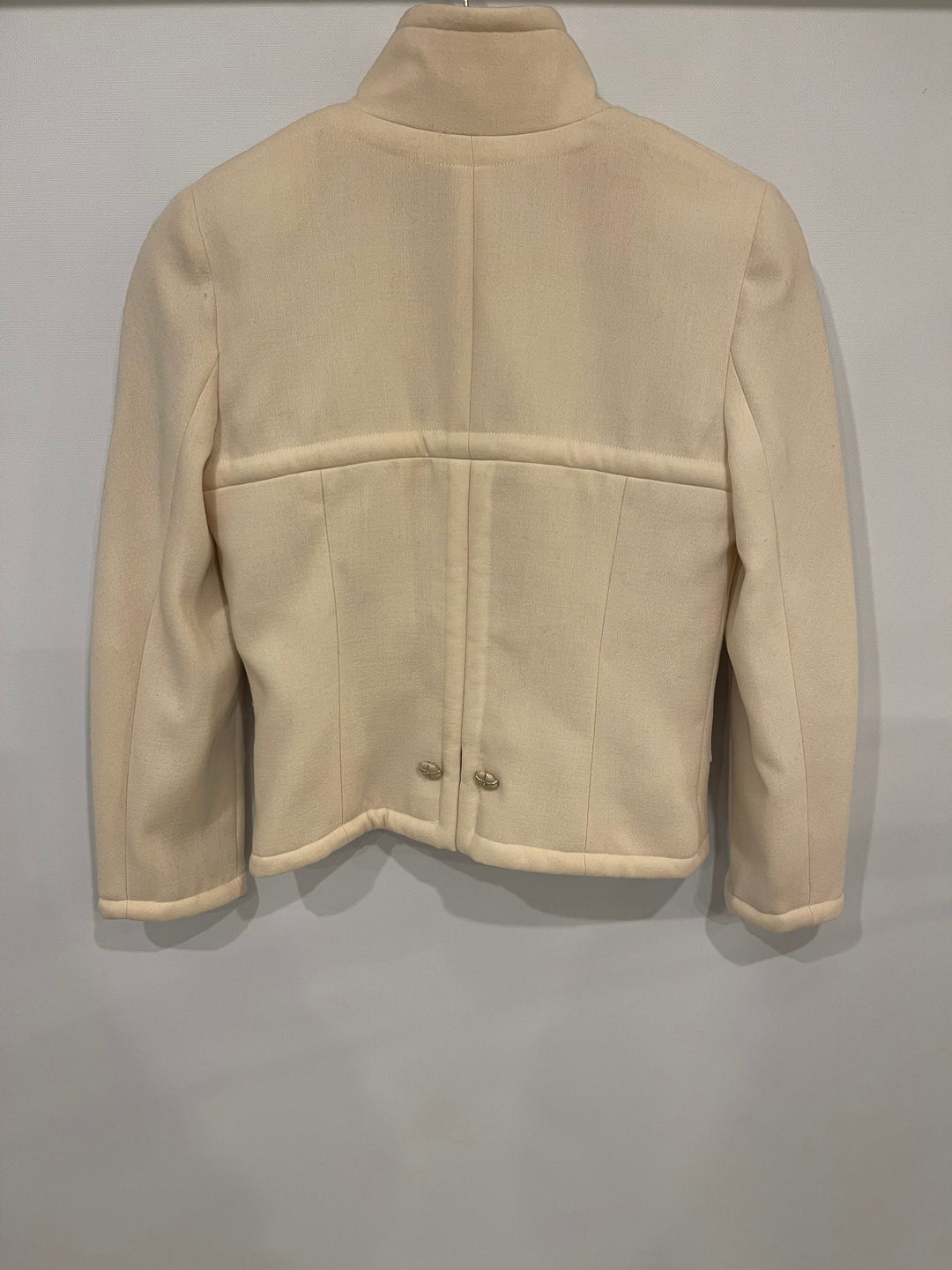 Top Quality Chanel Cream Wool Jacket with Textured CC Button Details Size FR 38 (UK 10)