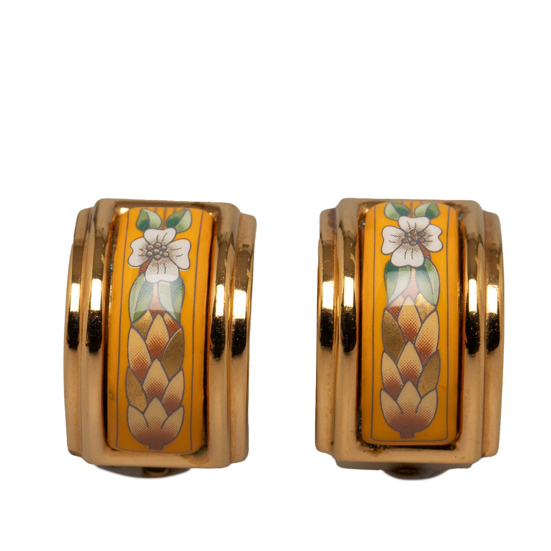 Hermes Enamel Clip On Earrings Costume Earrings