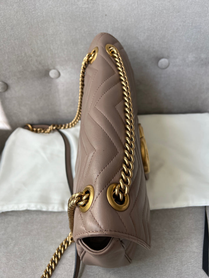 Gucci GG Dusty Pink Marmont Medium Shoulder Bag (RRP £2,070)