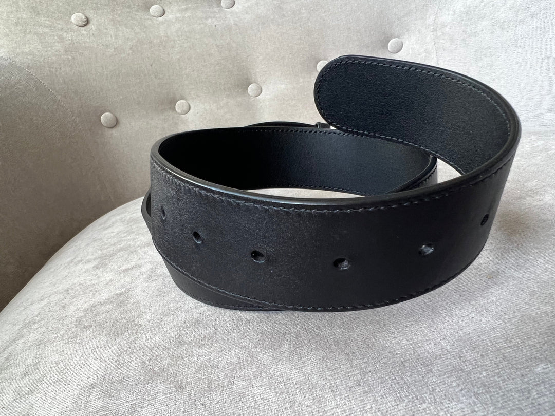 Gucci GG 2015 Re edition Marmont Black Wide Leather Belt with Gold Buckle (RRP £380)