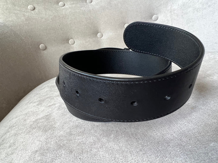 Gucci GG 2015 Re edition Marmont Black Wide Leather Belt with Gold Buckle (RRP £380)