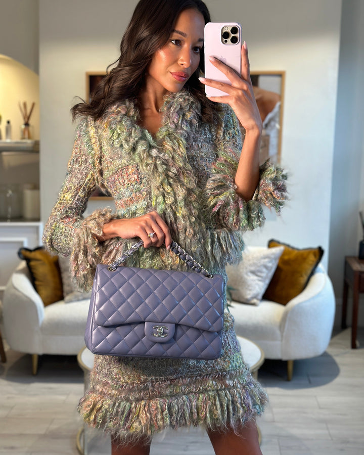 Top Quality Chanel Lavender Jumbo Double Flap Bag in Lambskin with Silver Hardware