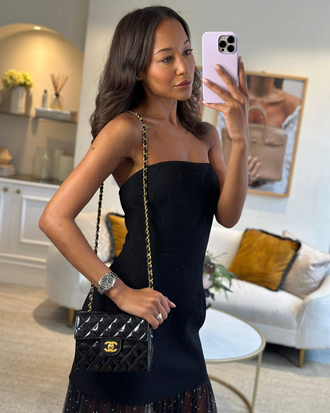 *RARE* Top Quality Chanel Vintage Black Mini Square Flap Bag in Patent Leather with 24k Gold Hardware