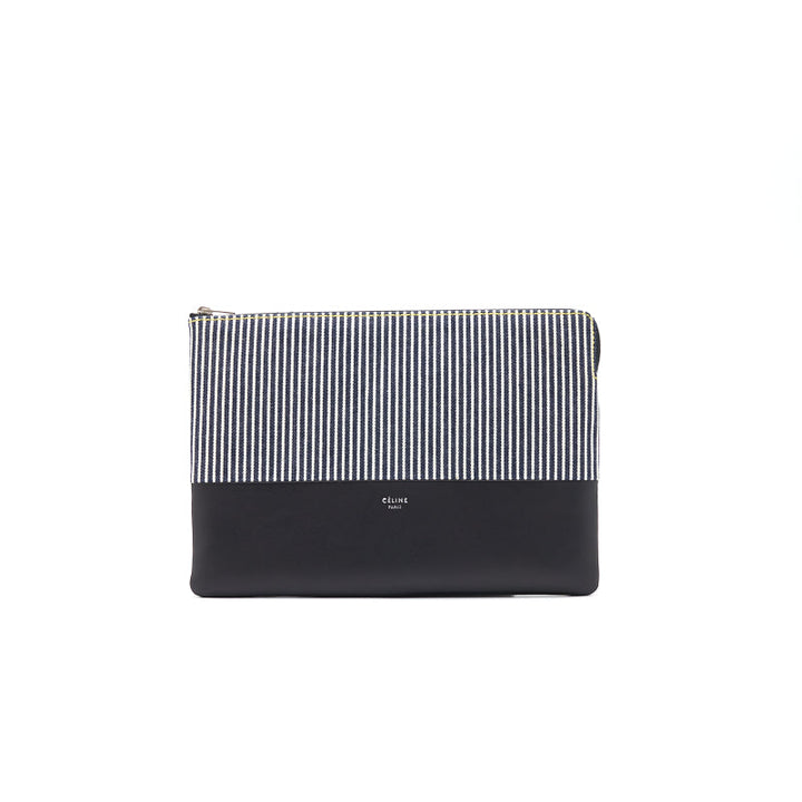 Top Quality Celine Solo Clutch Striped Canvas and Leather