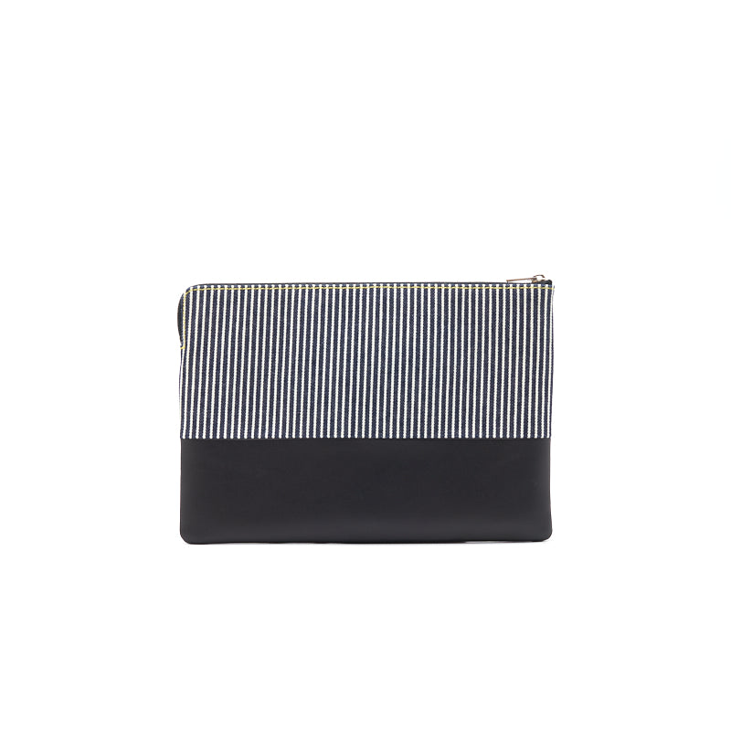 Top Quality Celine Solo Clutch Striped Canvas and Leather