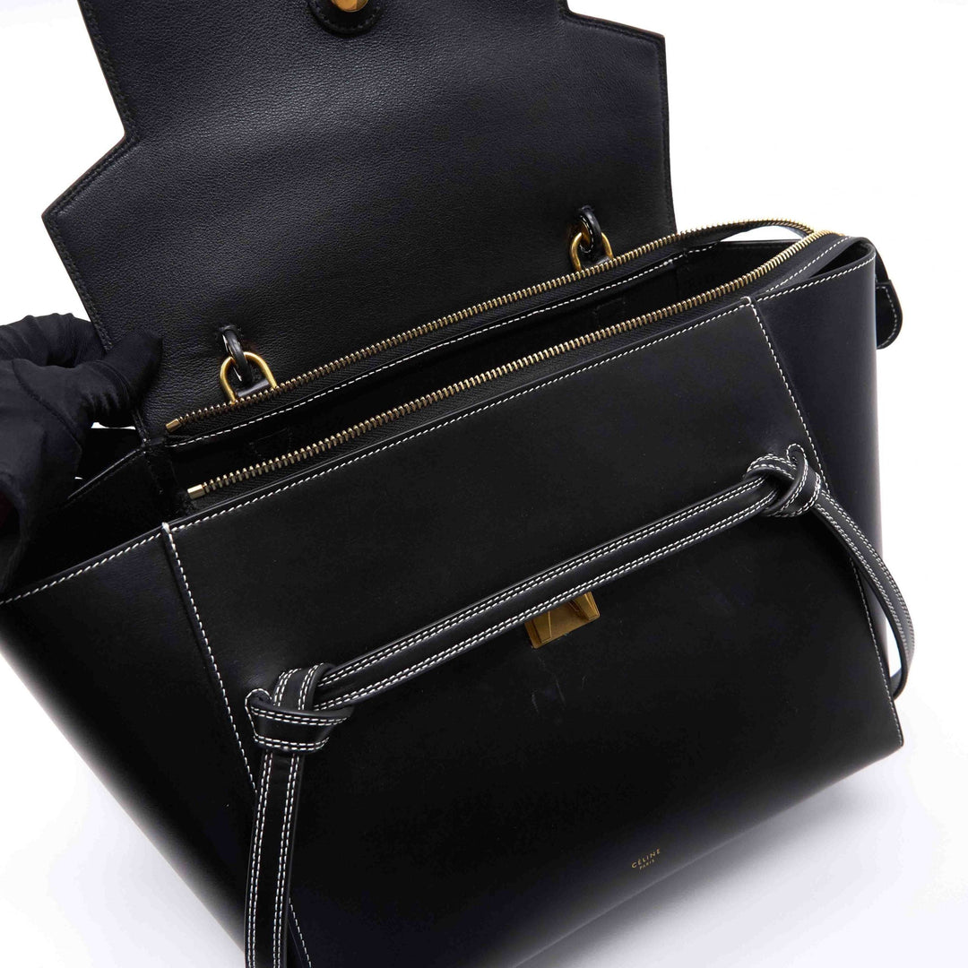 Celine Medium Leather Flap Top Handle Bag