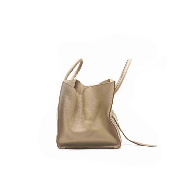 Top Quality Celine Beige Leather Mini Luggage Tote