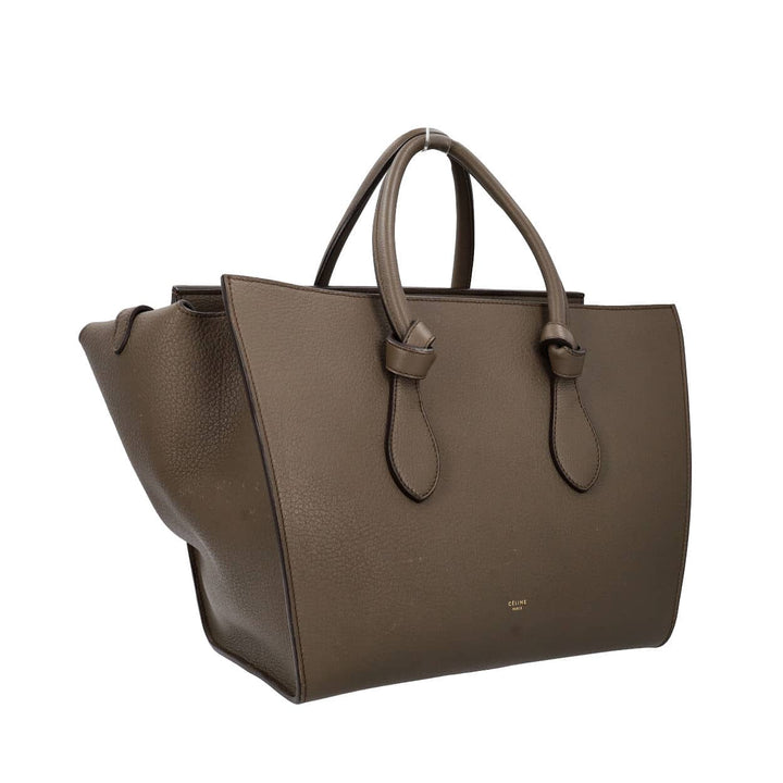 Celine Leather Medium Tie Knot Tote With Pouch Olive Green