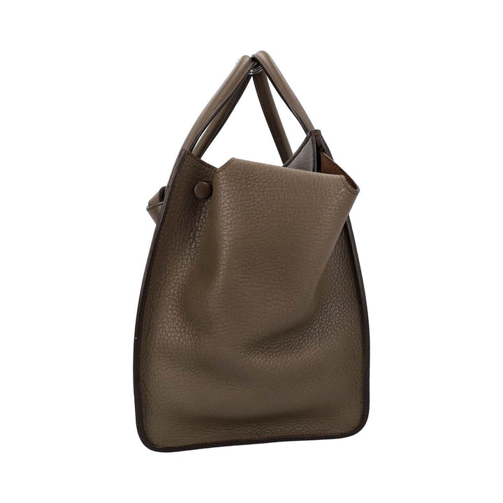 Celine Leather Medium Tie Knot Tote With Pouch Olive Green