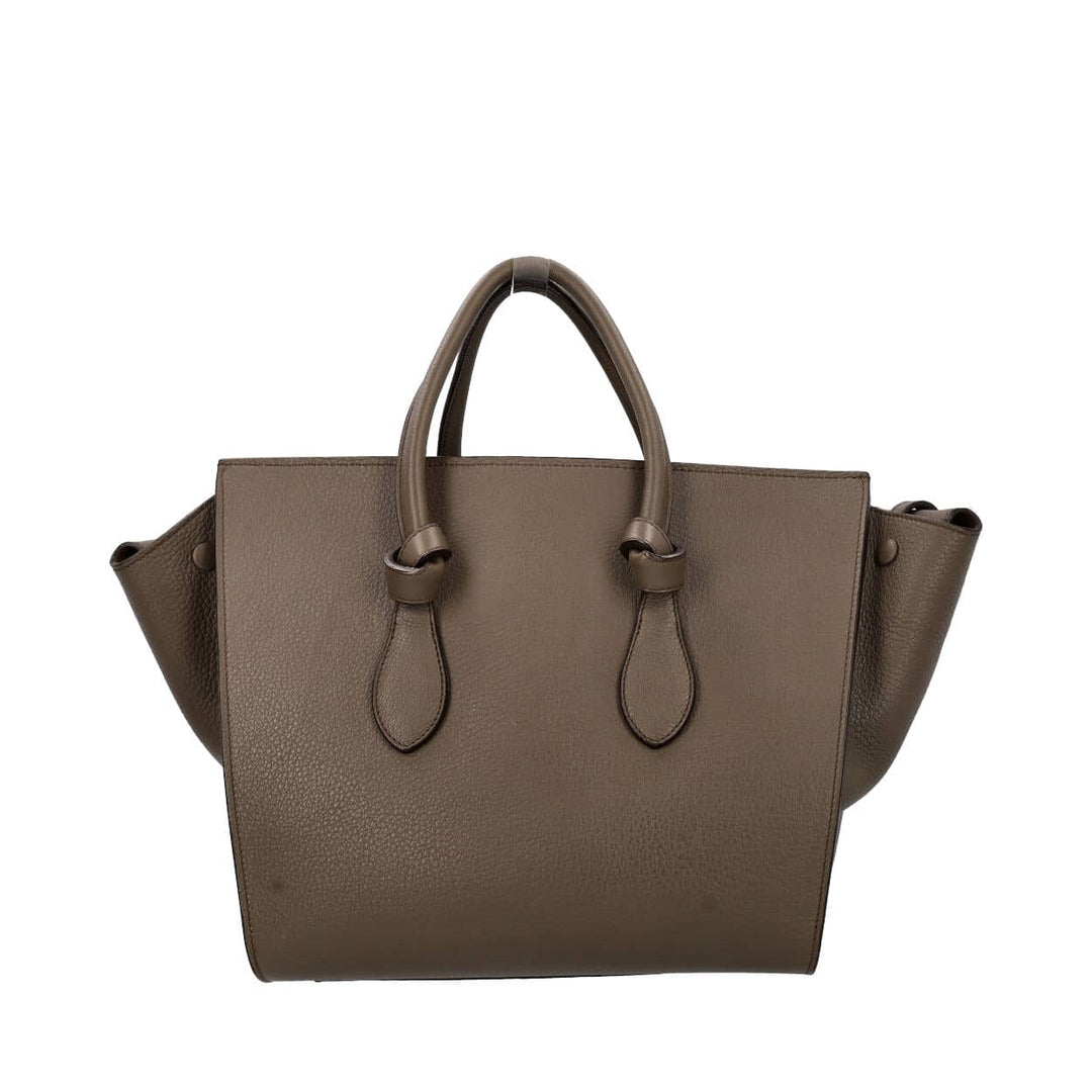 Celine Leather Medium Tie Knot Tote With Pouch Olive Green