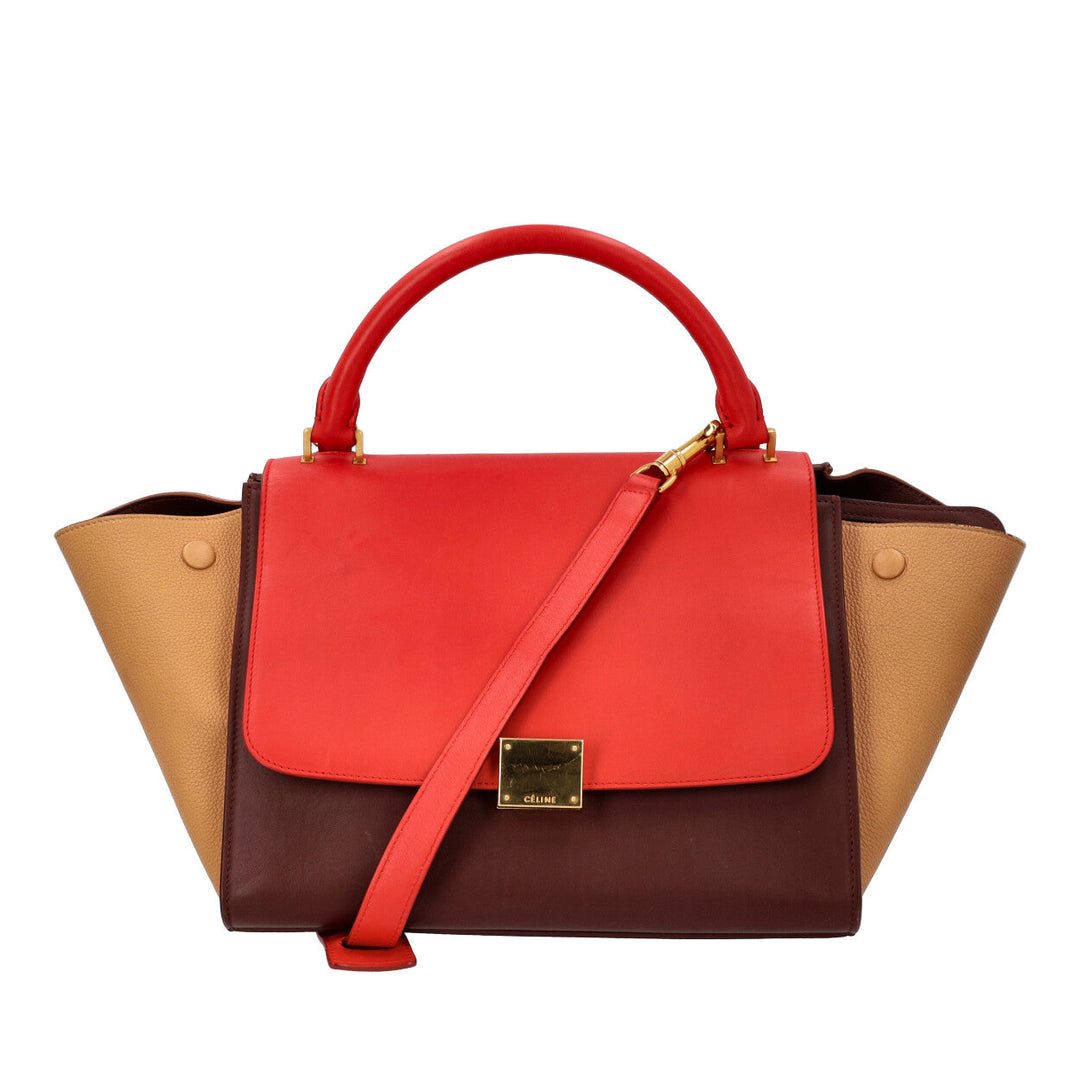 Celine Leather Small Trapeze Tote Tricolour