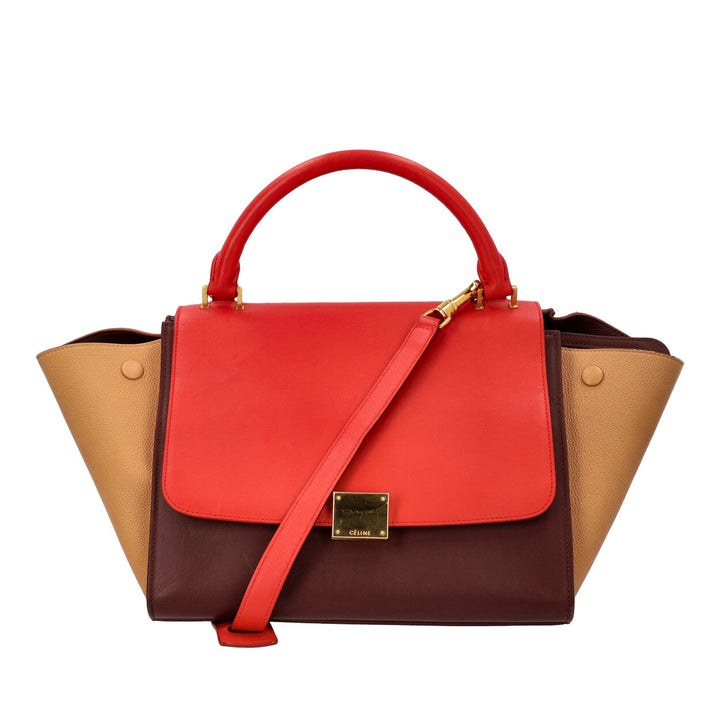 Celine Leather Small Trapeze Tote Tricolour