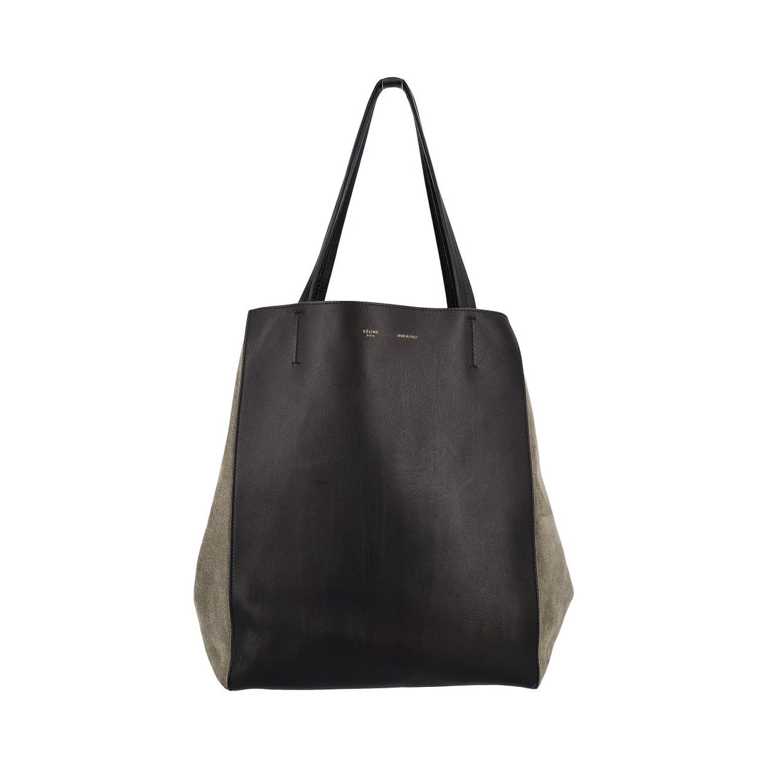 Celine Leather/Suede Horizontal Phantom Medium Cabas Tote Black/Olive