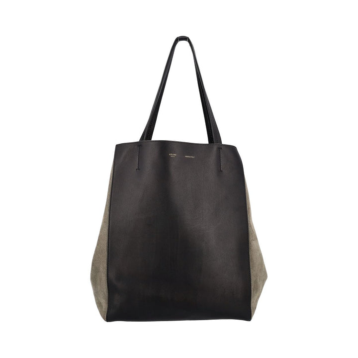 Celine Leather/Suede Horizontal Phantom Medium Cabas Tote Black/Olive