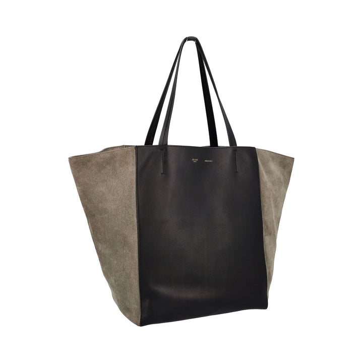 Celine Leather/Suede Horizontal Phantom Medium Cabas Tote Black/Olive