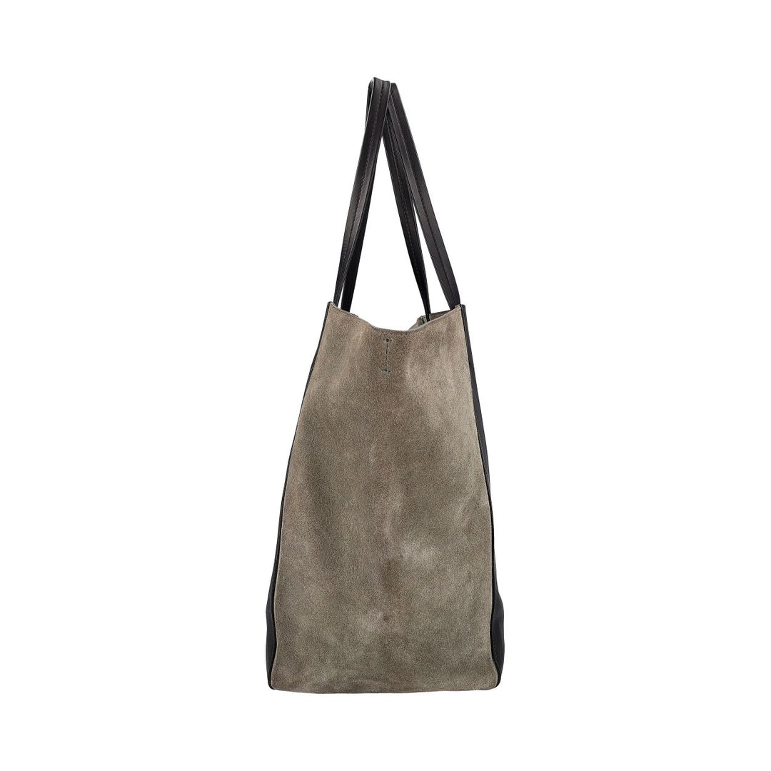 Celine Leather/Suede Horizontal Phantom Medium Cabas Tote Black/Olive