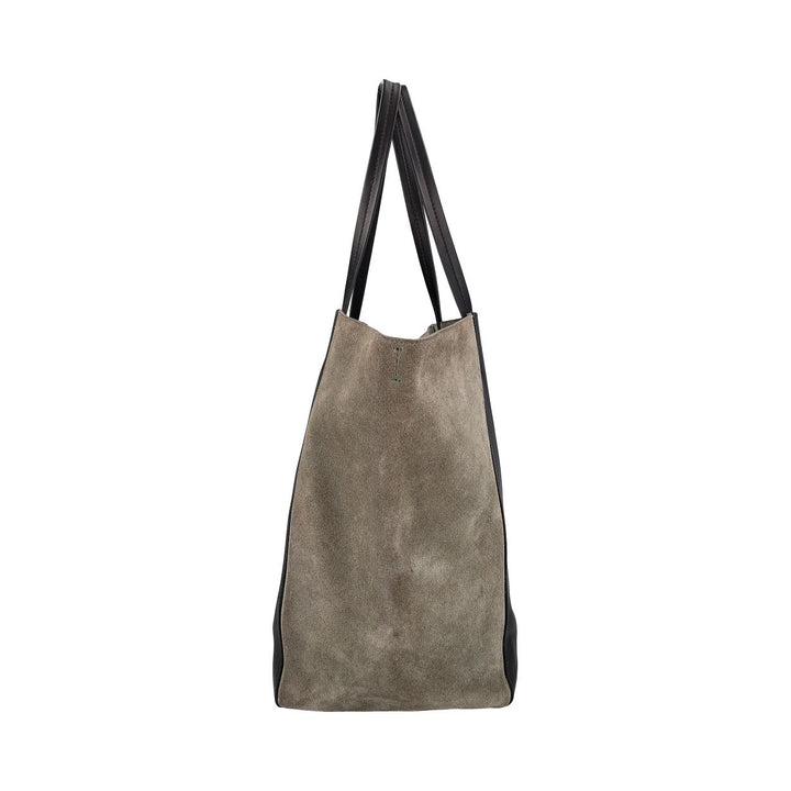 Celine Leather/Suede Horizontal Phantom Medium Cabas Tote Black/Olive
