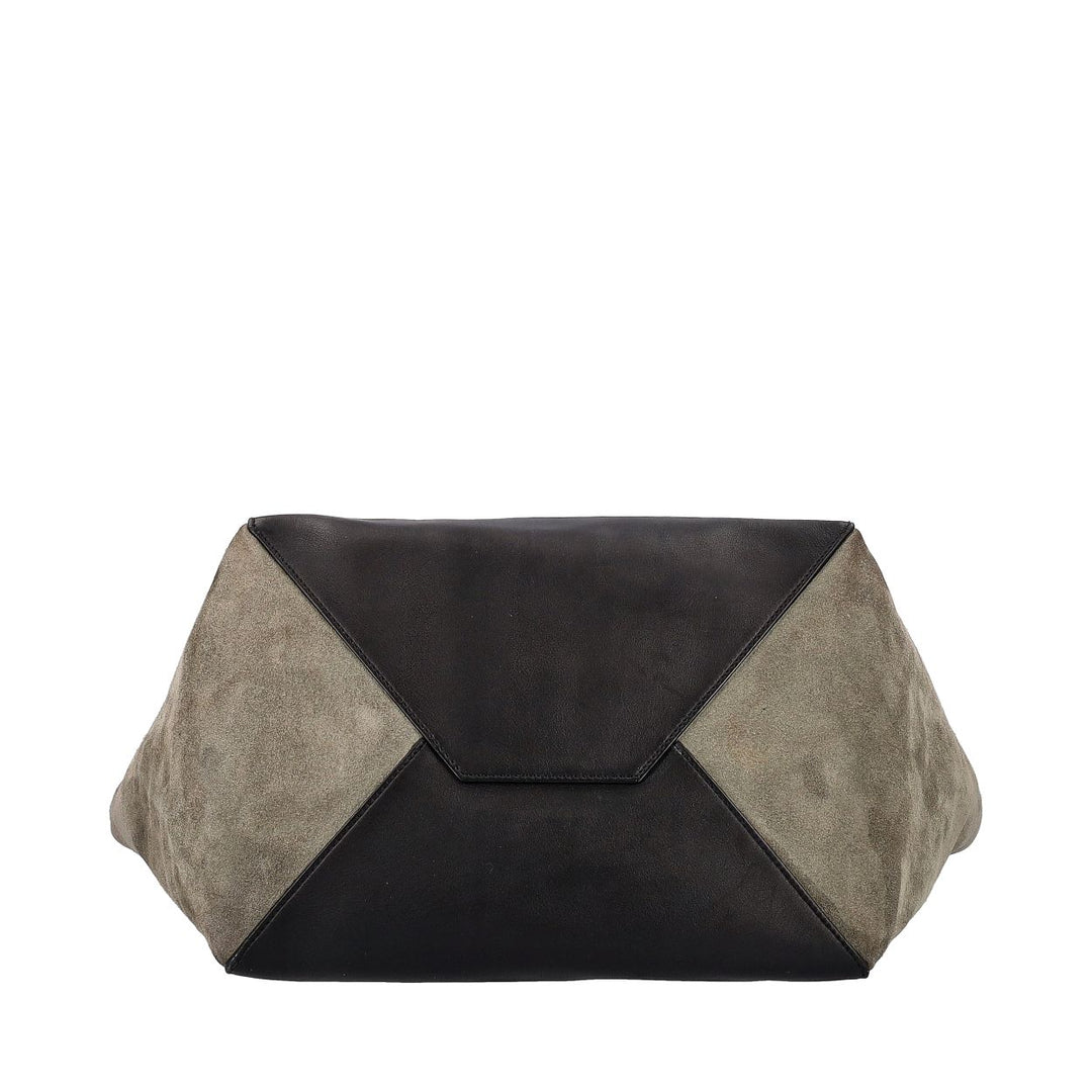 Celine Leather/Suede Horizontal Phantom Medium Cabas Tote Black/Olive