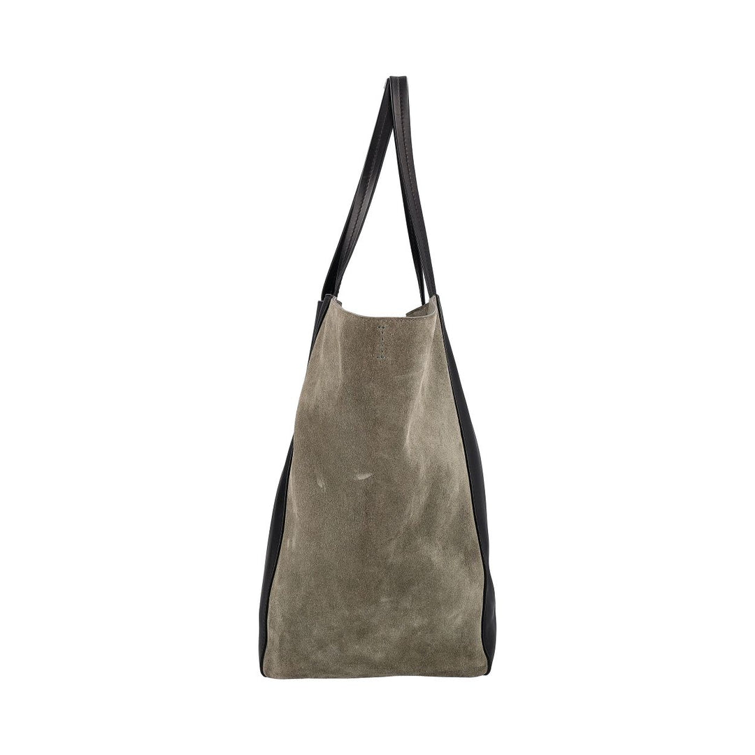 Celine Leather/Suede Horizontal Phantom Medium Cabas Tote Black/Olive