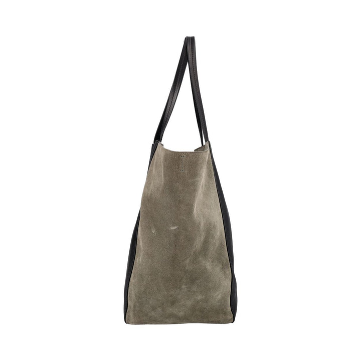 Celine Leather/Suede Horizontal Phantom Medium Cabas Tote Black/Olive