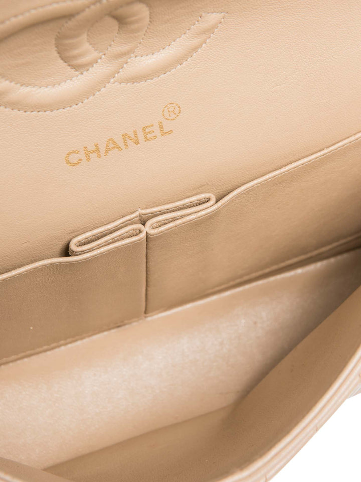 Top Quality Chanel 2.55 Chevron Quilted 24K Gold Plated Medium Double Flap Bag Beige