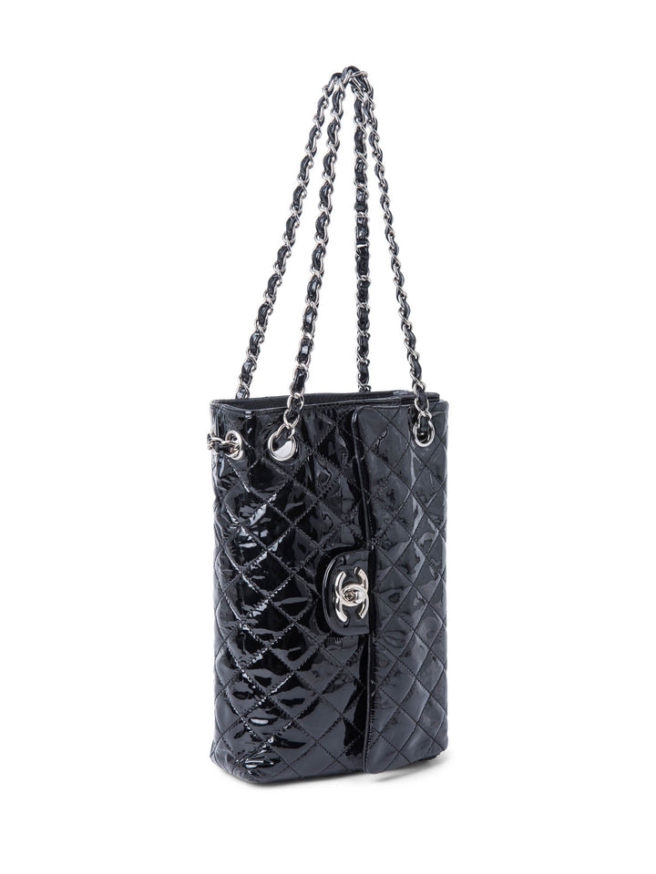 Top Quality Chanel 2.55 Patent Leather Medium Flap Bag Black Silver