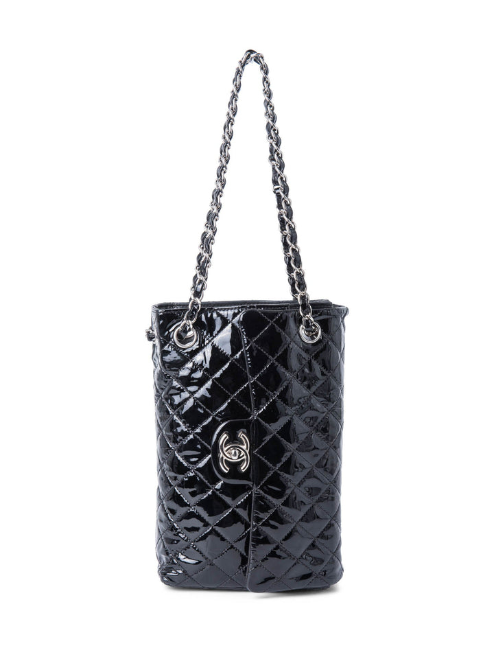 Top Quality Chanel 2.55 Patent Leather Medium Flap Bag Black Silver