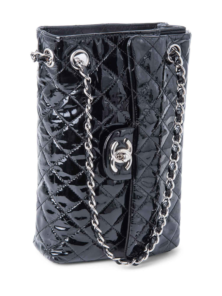 Top Quality Chanel 2.55 Patent Leather Medium Flap Bag Black Silver