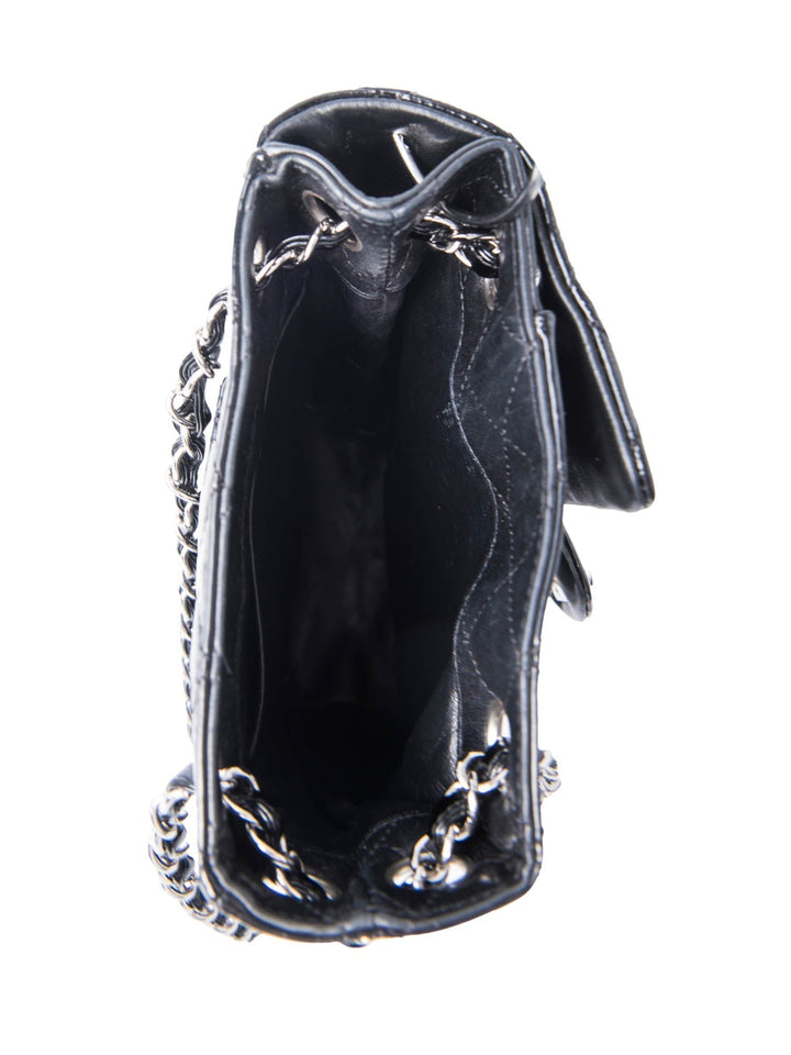 Top Quality Chanel 2.55 Patent Leather Medium Flap Bag Black Silver