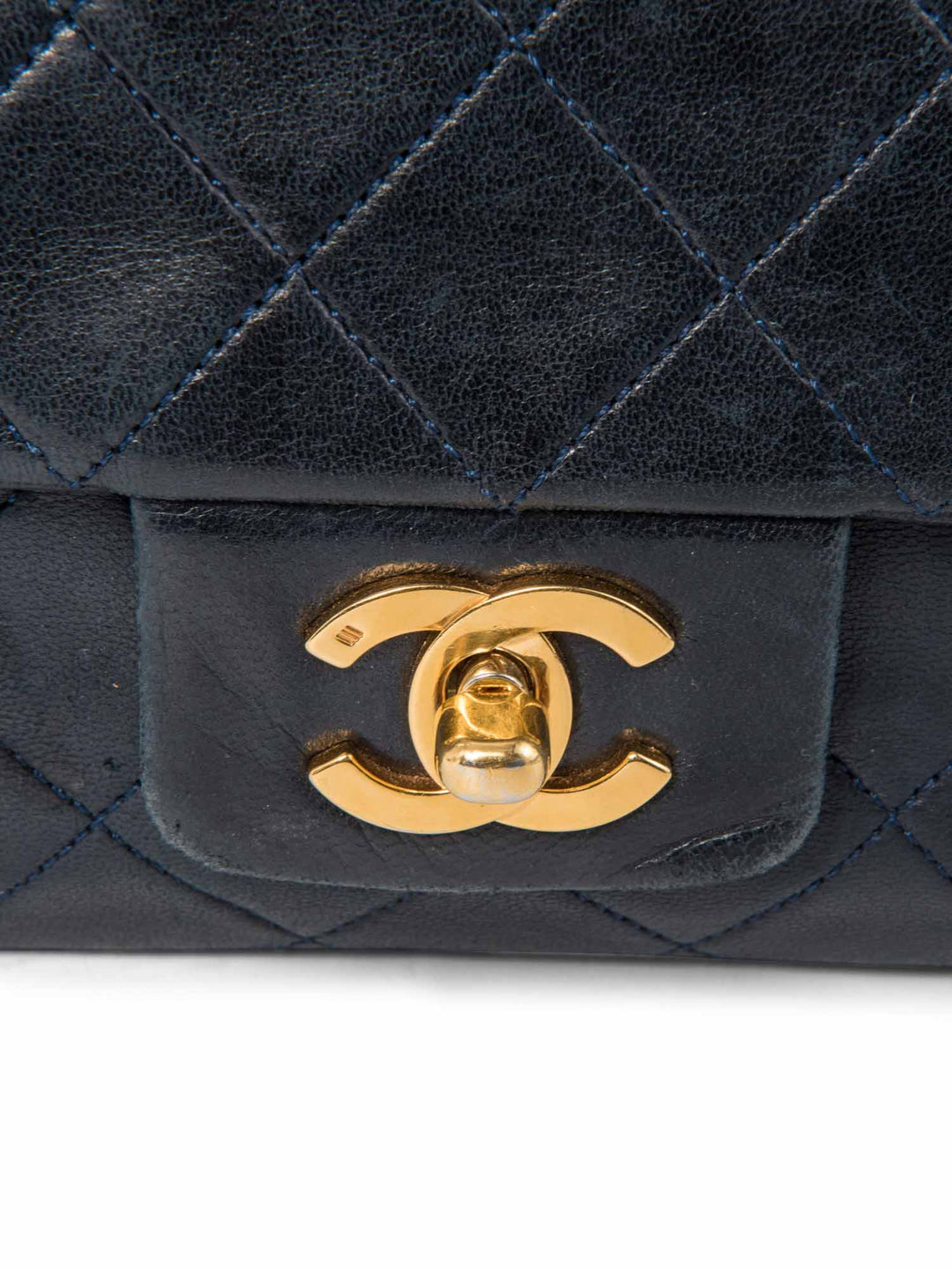 Top Quality Chanel 2.55 Quilted 24K Gold Plated Medium Flap Bag Navy Blue