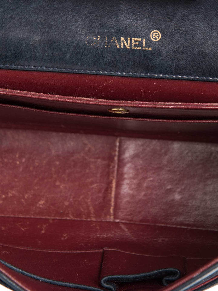Top Quality Chanel 2.55 Quilted 24K Gold Plated Medium Flap Bag Navy Blue